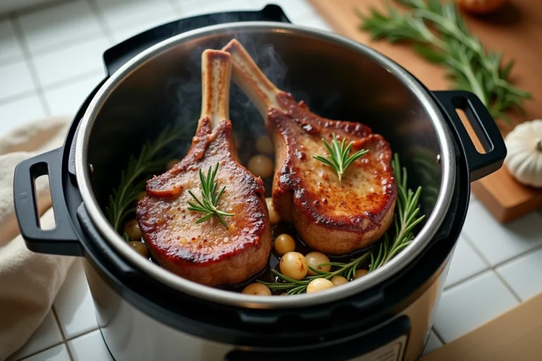 Côtes d'agneau dorées dans un Cookeo avec romarin et ail rôti, cuisson parfaite en cocotte minute