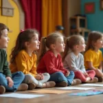 Enfants curieux regardant un spectacle pour enfants